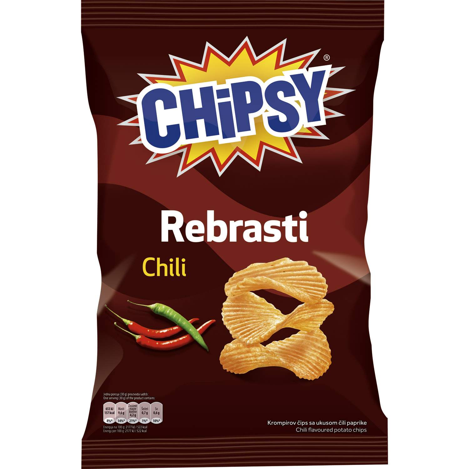 Chipsy chili rebrasti 95g Marbo